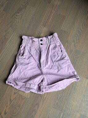 H&M Lilac High-Waist Paperbag Shorts Size 2